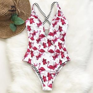 CUPSHE Flamingo Free To Fly Print One-piece Swim